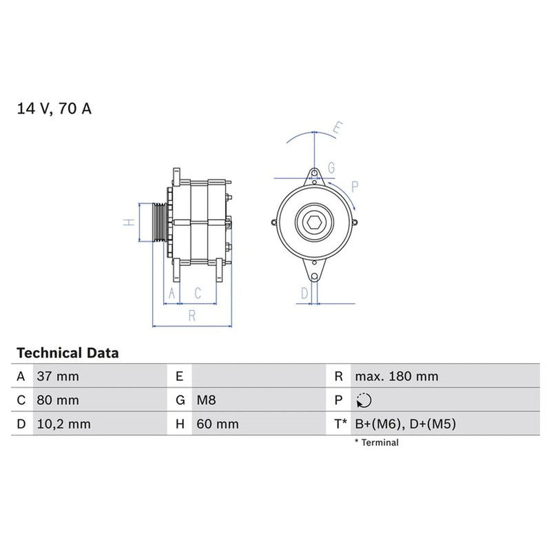 Bosch Car Alternator 12V 0 986 038 401