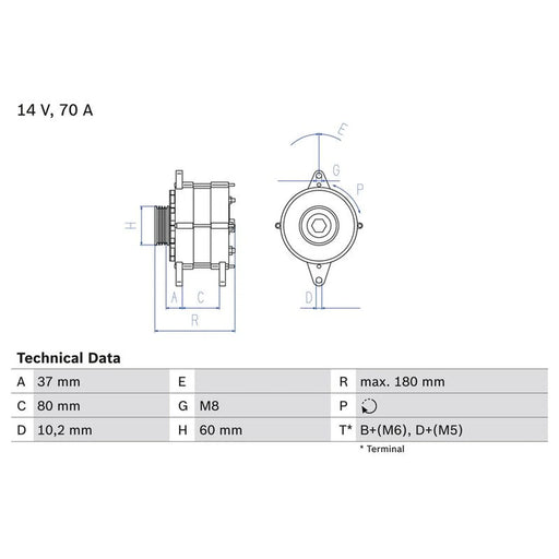 Bosch Car Alternator 12V 0 986 038 401