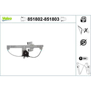 Valeo Electric Window Regulator Lifter Right Rear 851803