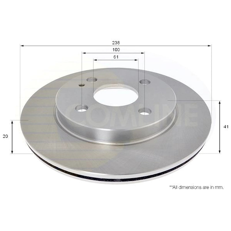 Comline 2 x Vented Front Brake Discs ADC0472V