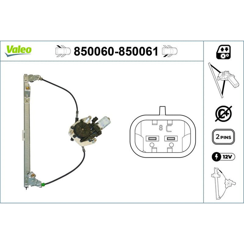 Valeo Electric Window Regulator Lifter Right Rear 850061