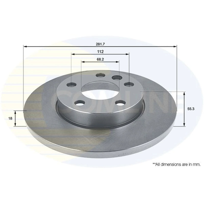 Comline 2 x Solid Front Brake Discs ADC1464-x2
