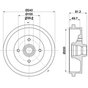 Mintex Brake Drum Assembly Rear MBD040