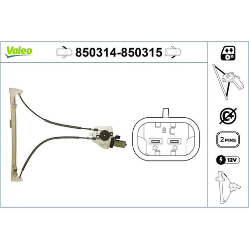 Valeo Electric Window Regulator Lifter Right Front 850315
