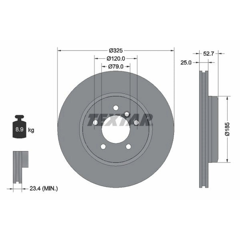 Textar 2 x Vented Front Brake Discs 92106905-x2