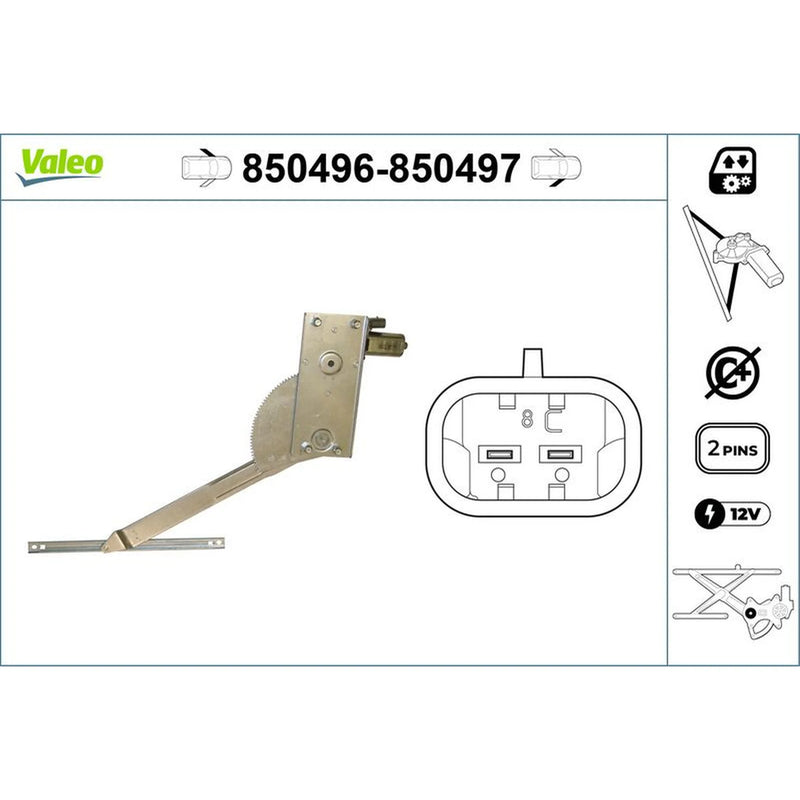 Valeo Electric Window Regulator Lifter Right Front 850497