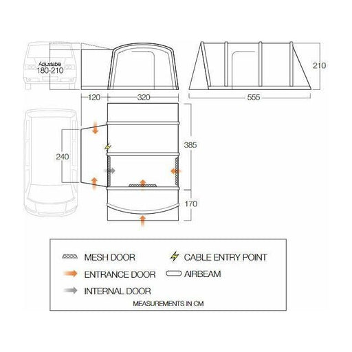 Vango Galli Pro Air Low Drive Away Awning (180 - 210cm) Campervan - Vango - Van Life Living