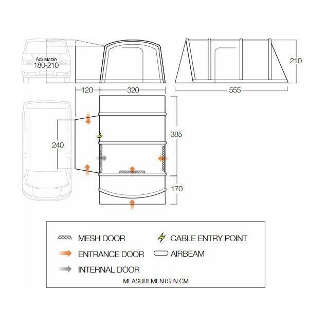 Vango Galli Pro Air Low Drive Away Awning (180 - 210cm) Campervan - Vango - Van Life Living