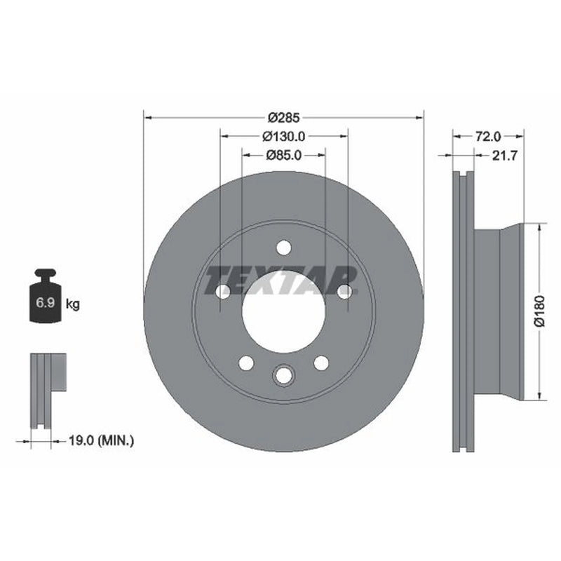 Textar 2 x Front Brake Discs 93127800-x2