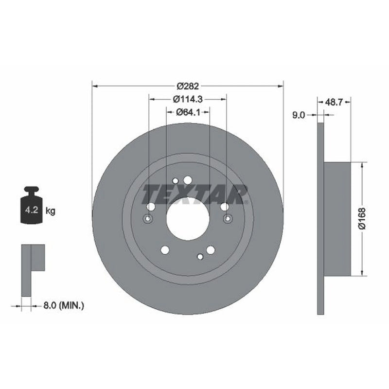 Textar 2 x Solid Rear Brake Discs 92301603-x2