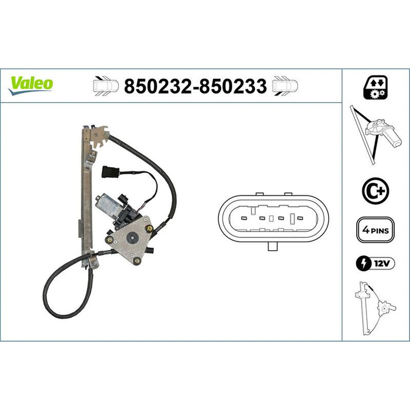 Valeo Electric Window Regulator Lifter Left Rear 850232