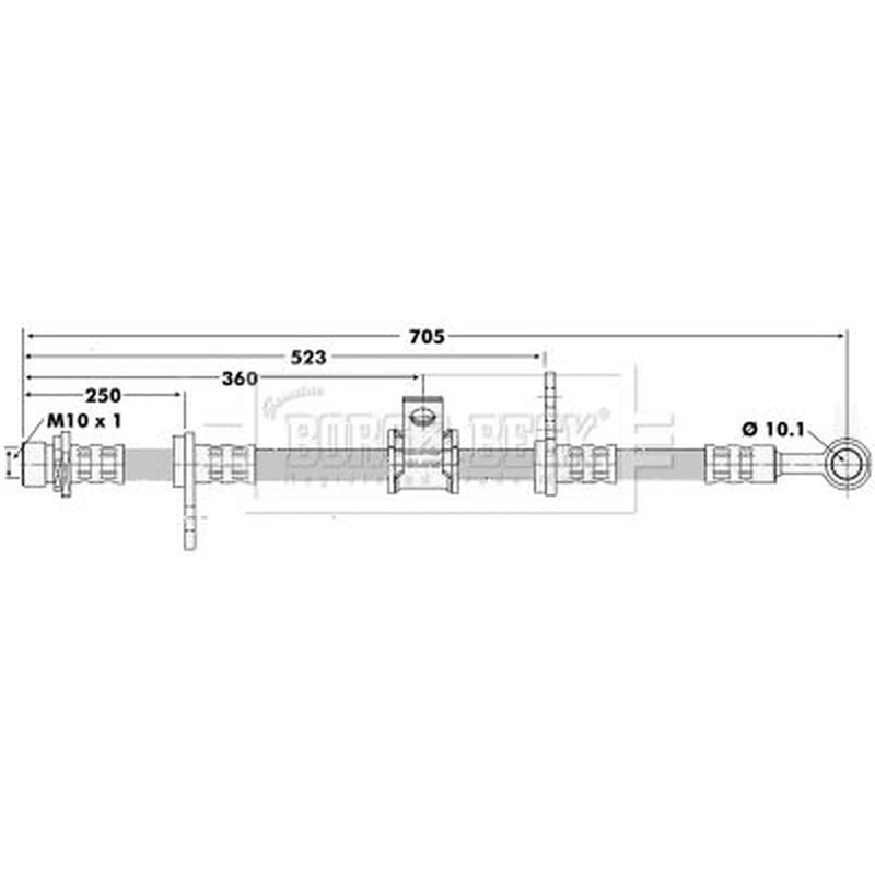 Borg & Beck Brake Hydraulic Hose Line Front Right BBH6621