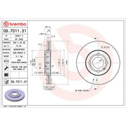 Brembo 2 x Vented Front Brake Discs 09.7011.31-x2