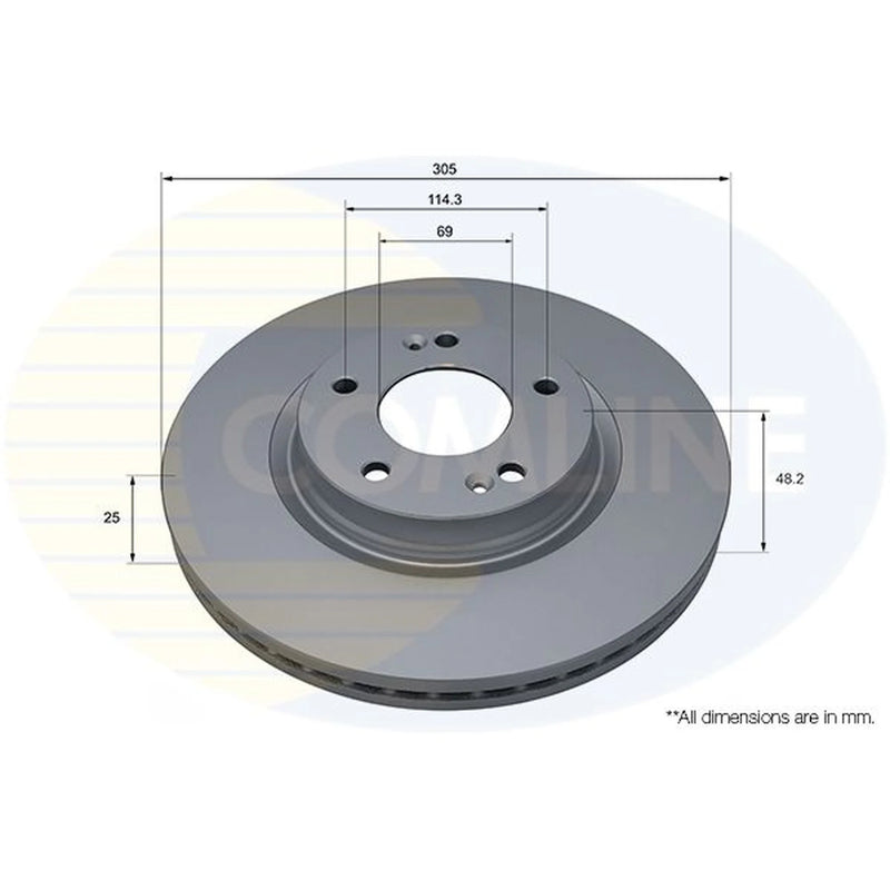Comline 2 x Vented Front Brake Discs ADC5204V