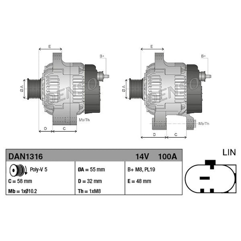 Denso Car Alternator 12V fits Suzuki SX4 S-Cross 2013-2022 1.6