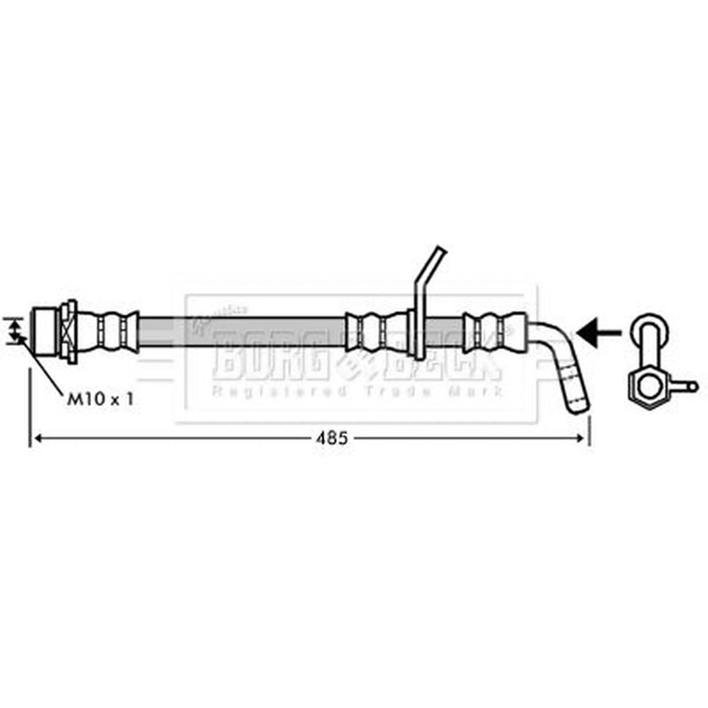 Borg & Beck Brake Hydraulic Hose Line Rear Right BBH7349