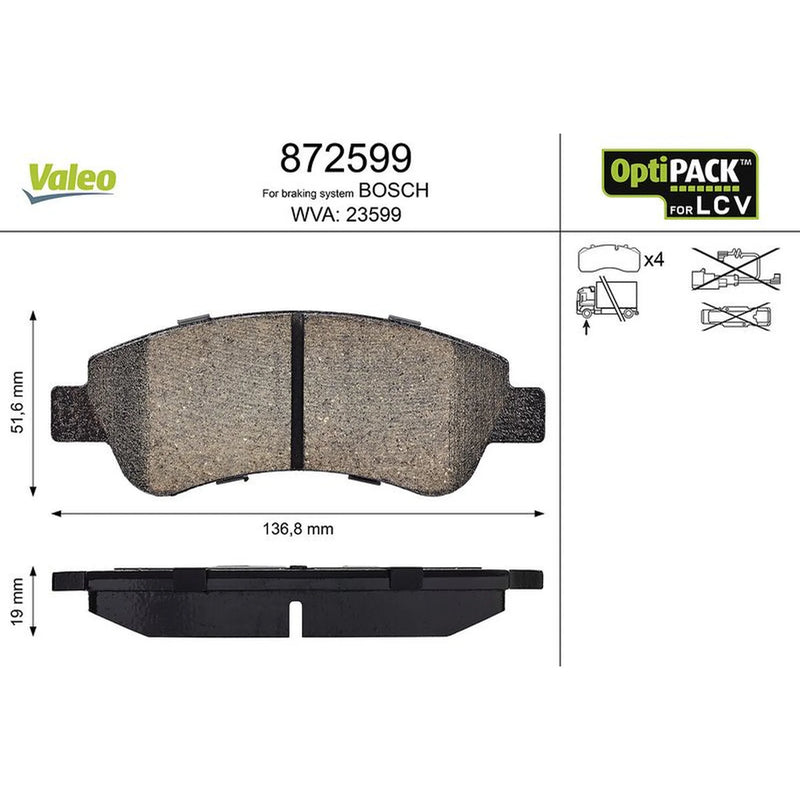 Valeo Front Brake Pad Set 872599