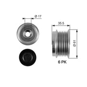 Gates Alternator Overrunning Freewheel Clutch OAP7100