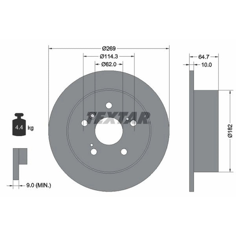 Textar 2 x Solid Brake Discs 92079300