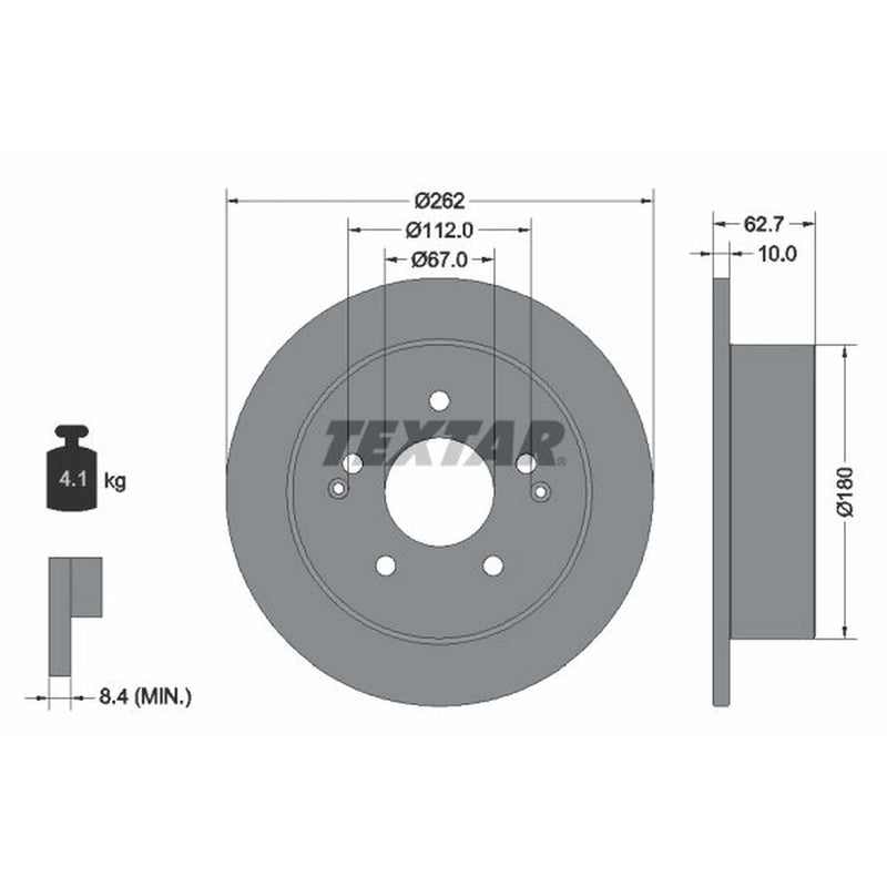 Textar 2 x Solid Rear Brake Discs 92322203-x2