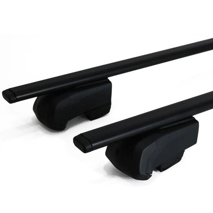 Roof Bars Rack Aluminium Black fits Volkswagen Tiguan 2007-2016 For Raised Rails - Omtec - Van Life Living