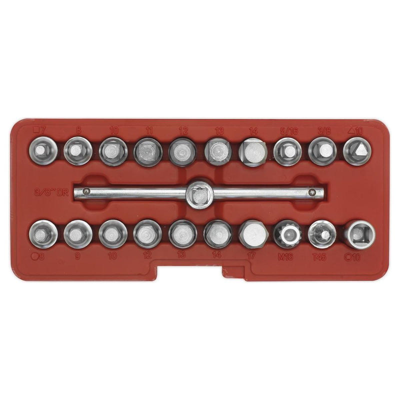 Sealey Oil Drain Plug Key Set 21pc 3/8"Sq Drive AK6586 Sealey  - Town Parts