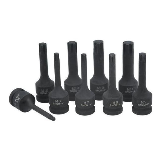 Laser Impact Ribe Socket Bit Set 1/2"D 9pc 7806 Laser  - Town Parts