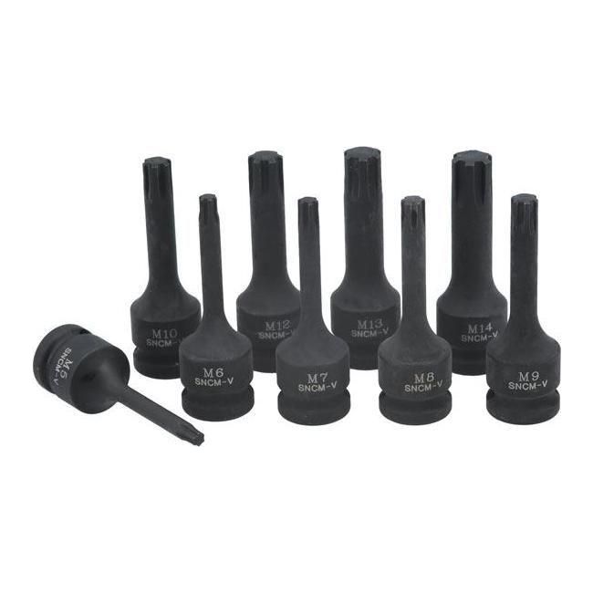 Laser Impact Ribe Socket Bit Set 1/2"D 9pc 7806 Laser  - Town Parts