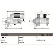 Denso Starter Motor 12V 1.1kW 9 Teeth fits Seat Arosa 1997-2004 1.4