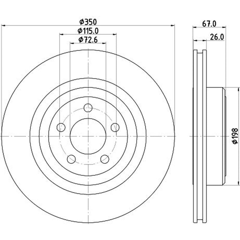 Mintex 2 x Vented Rear Brake Discs MDC2320-x2