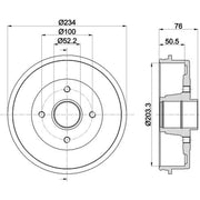 Mintex Brake Drum Assembly Rear MBD044