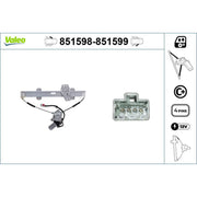 Valeo Electric Window Regulator Lifter Left Front 851598