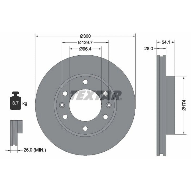Textar 2 x Vented Front Brake Discs 92164500
