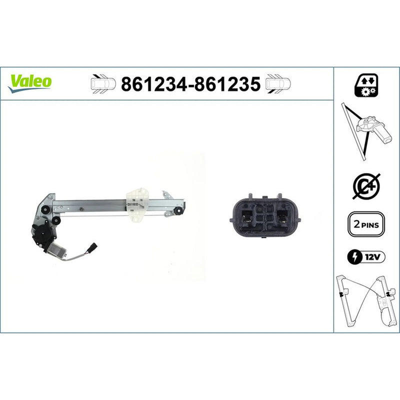 Valeo Electric Window Regulator Lifter Right Rear 861235