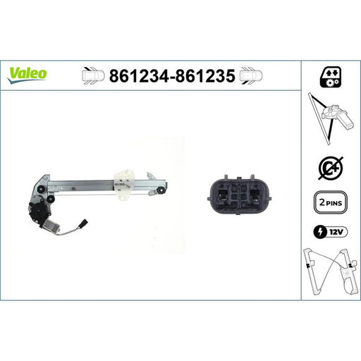 Valeo Electric Window Regulator Lifter Right Rear 861235