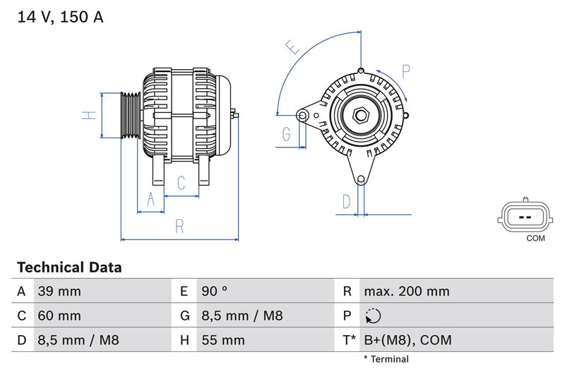 Bosch Car Alternator 12V 0986080410