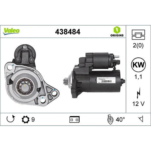 Valeo Starter Motor 12V 1.1kW 10 Teeth 438484