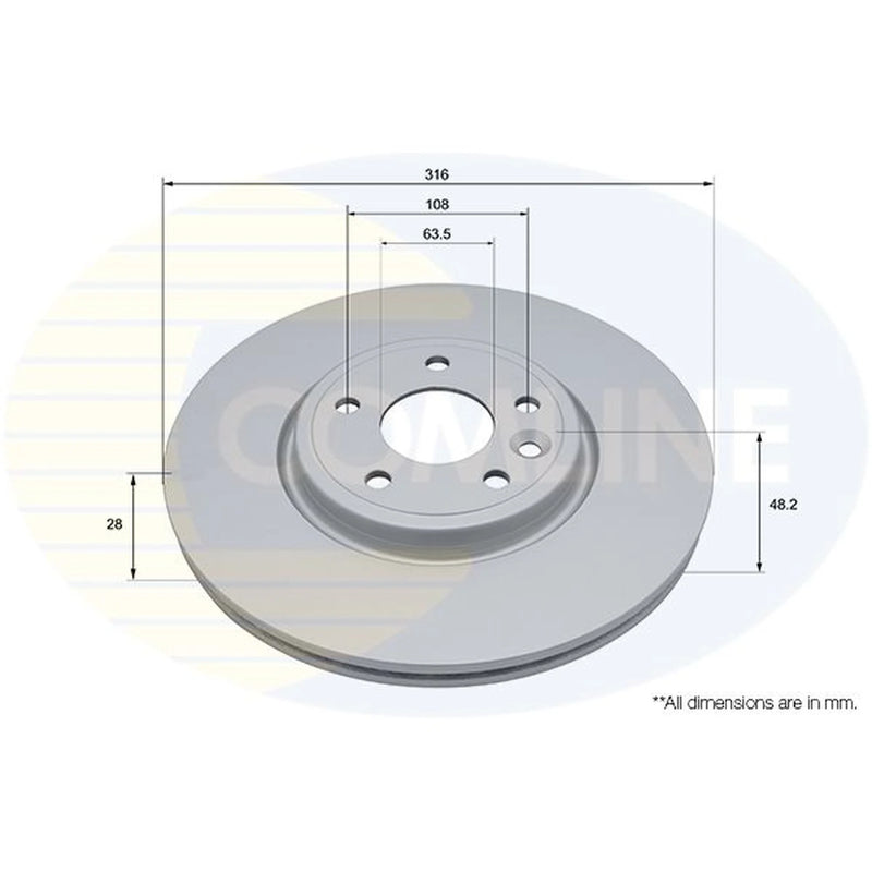 Comline 2 x Vented Front Brake Discs ADC2929V-x2