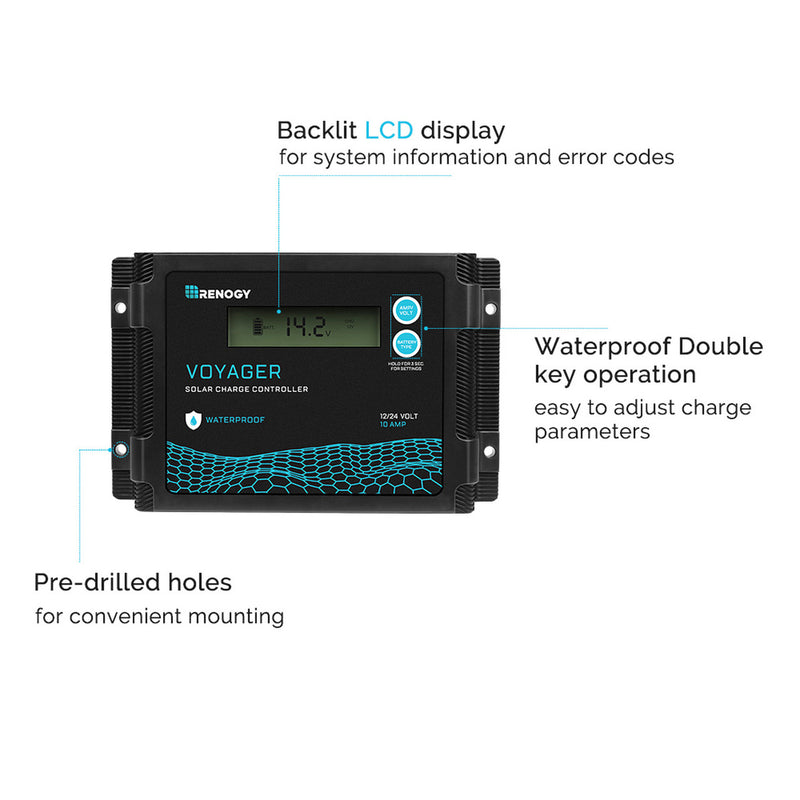 Renogy Voyager 10A PWM Waterproof Solar Charge Controller - Dyna-mo Solar - Van Life Living