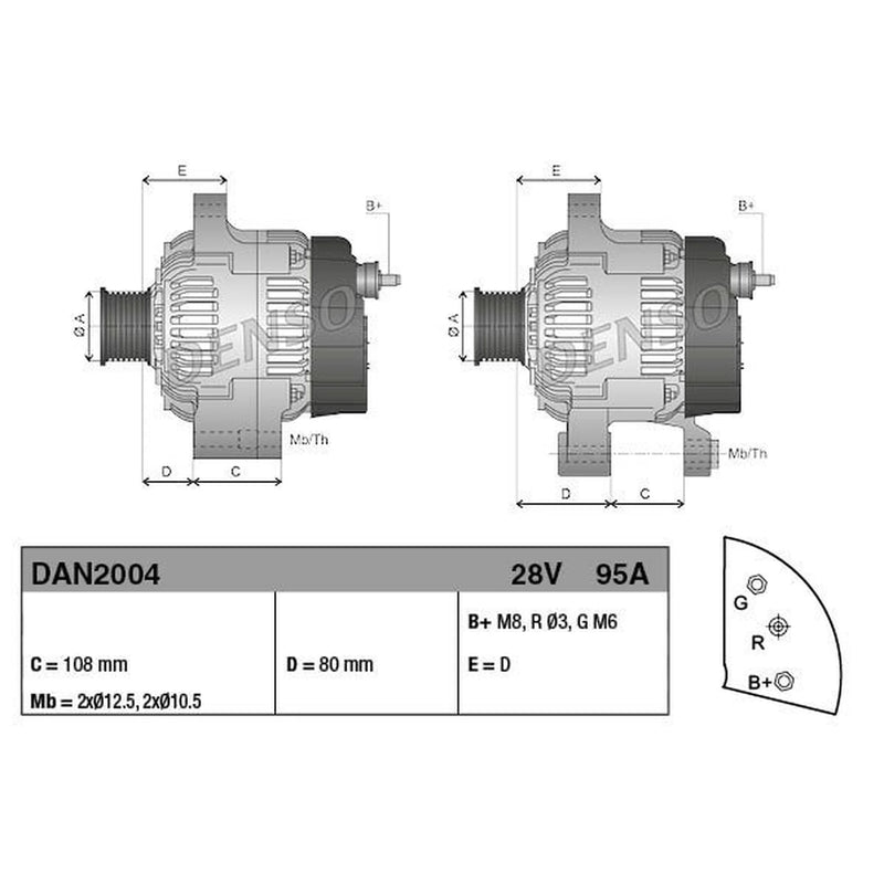 Denso Car Alternator 12V DAN2004