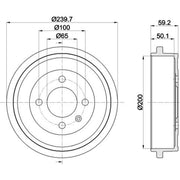Mintex Brake Drum Assembly Rear MBD302