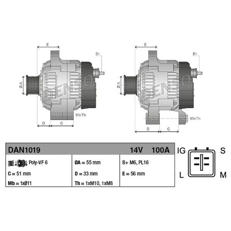 Denso Car Alternator 12V fits Toyota Auris 2007-2012 1.6