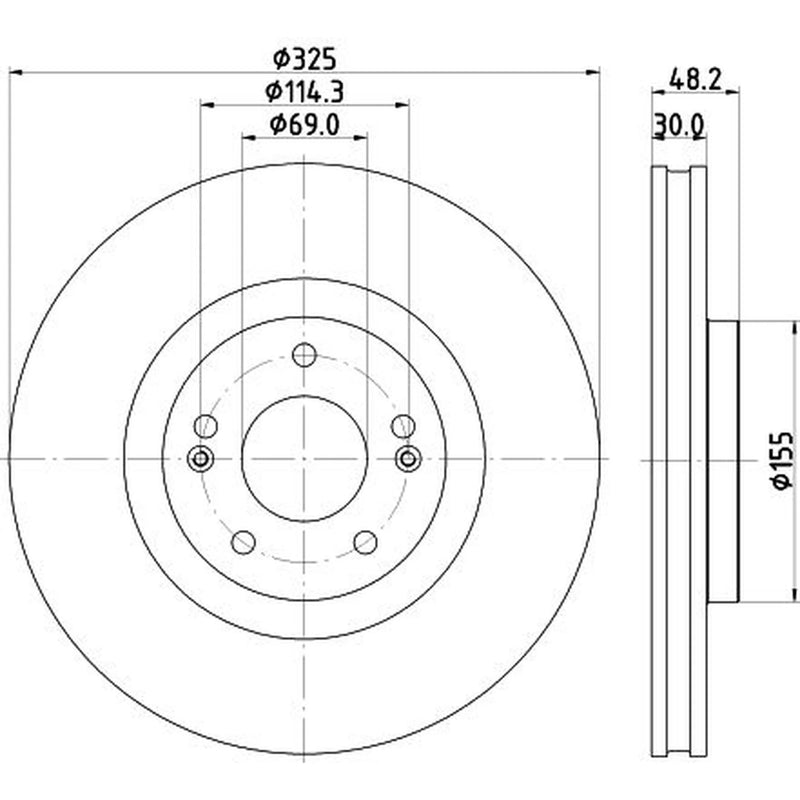 Mintex 2 x Vented Front Brake Discs MDC3227C-x2