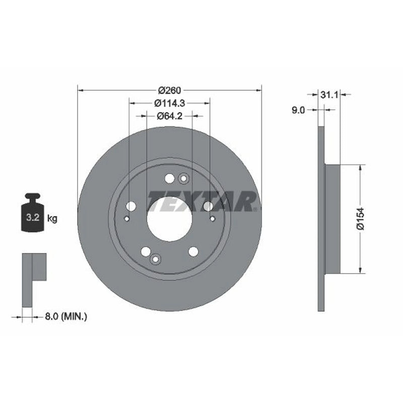 Textar 2 x Solid Rear Brake Discs 92224103