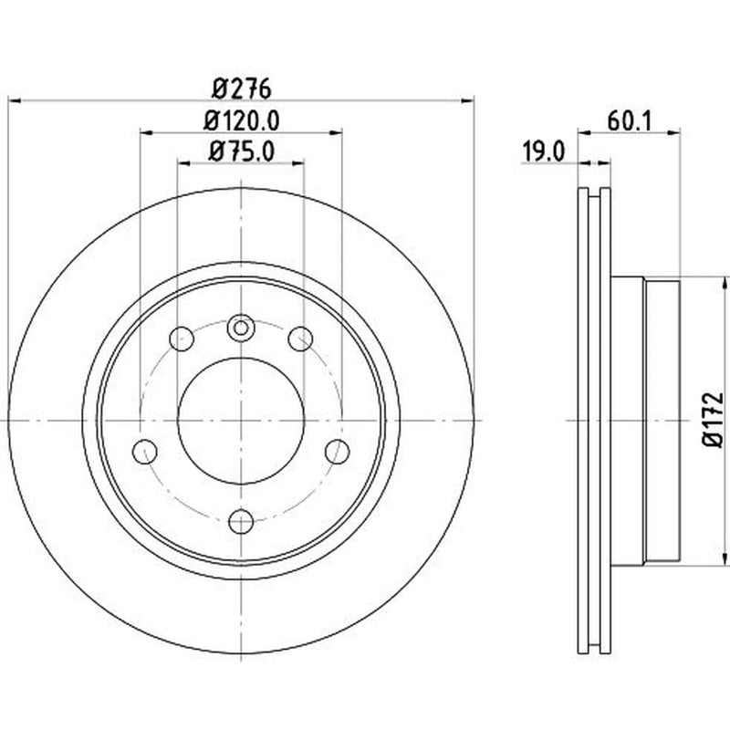 DON 2 x Externally Vented Rear Brake Discs PCD10752-x2