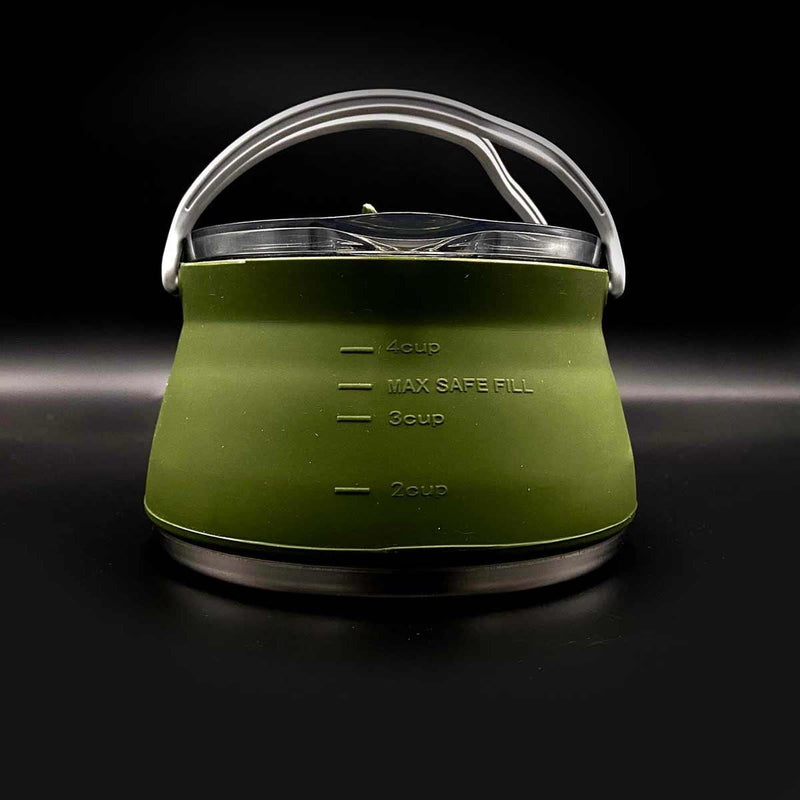 Wolf Outdoors EzyStow Collapsible Kettle 1L Olive Green - Wolf Outdoors - Van Life Living