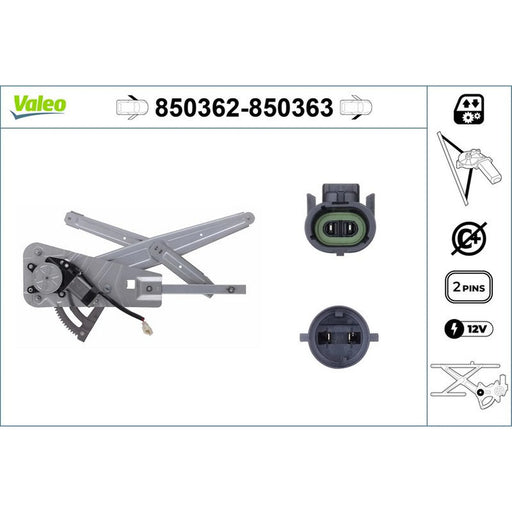 Valeo Electric Window Regulator Lifter Right Front 850363