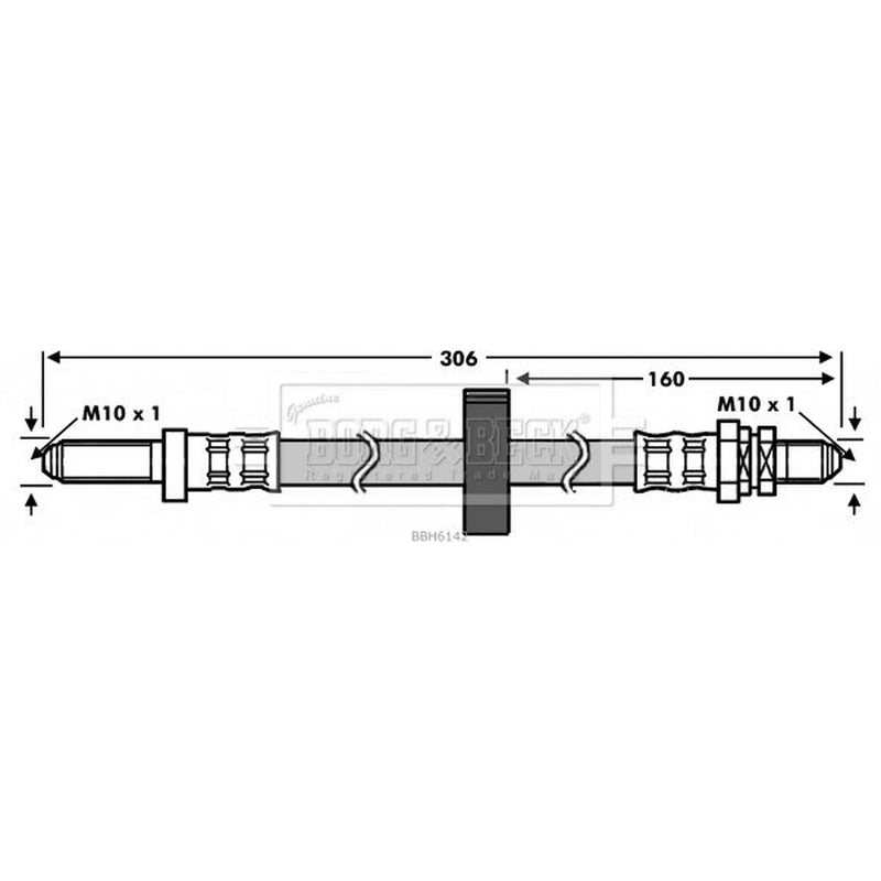 Borg & Beck Brake Hydraulic Hose Line Rear Right BBH6142