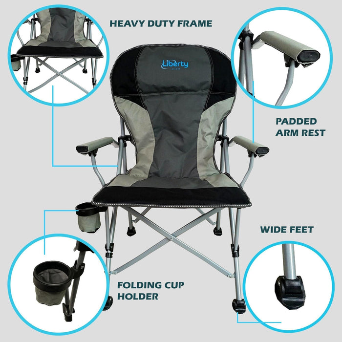 Liberty Grey Folding Camping Chair MDS1203 - Liberty Leisure UK - Van Life Living