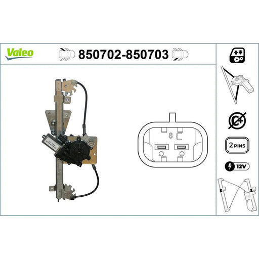 Valeo Electric Window Regulator Lifter Left Rear 850702